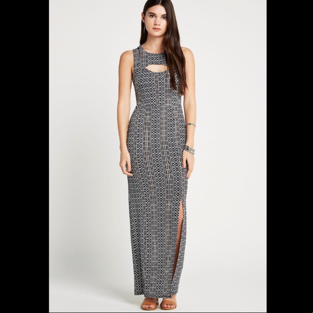 Bcbgeneration Tribal Print Cut Out Yoke Maxi Dress